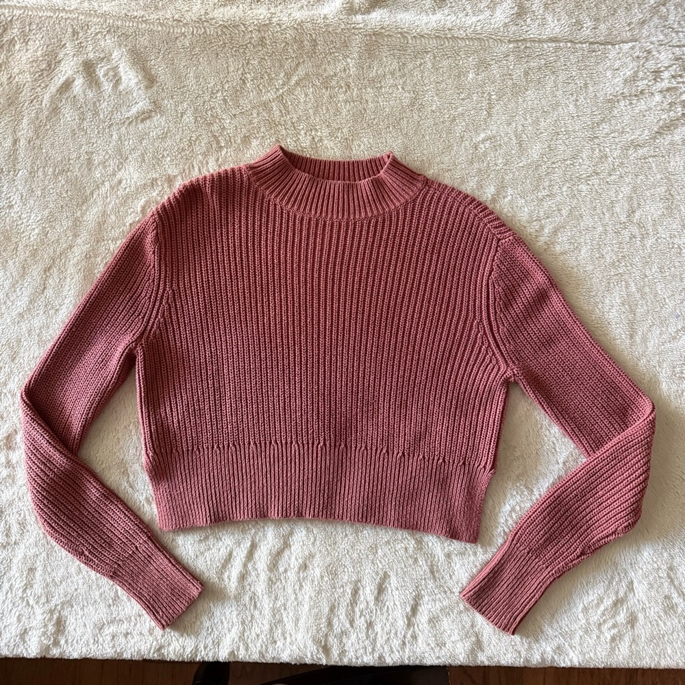 LA Hearts by PacSun Women's Size XS Pink Cropped Long Sleeve Ribbed Knit Sweater